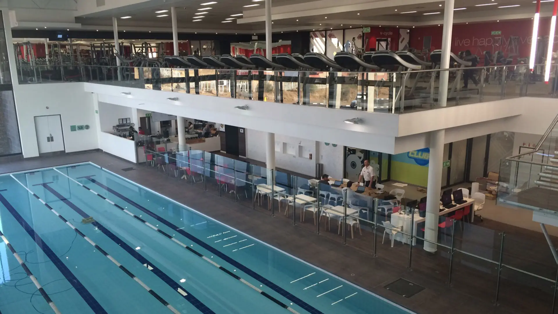 Virgin Active swimming pool and fitness mezzanine